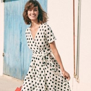 Sezane Polka Dot Wrap Dress